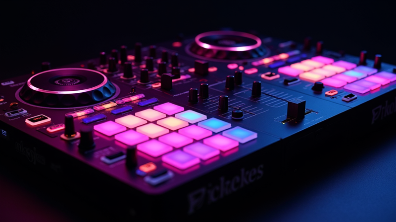 Pickekes DJ controller with colorful lights