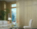 energy efficient panel track shades in a living room VU Window Treatments