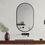 Thumbnail: Khristy Black Metal Framed Oval Wall Bathroom Mirror