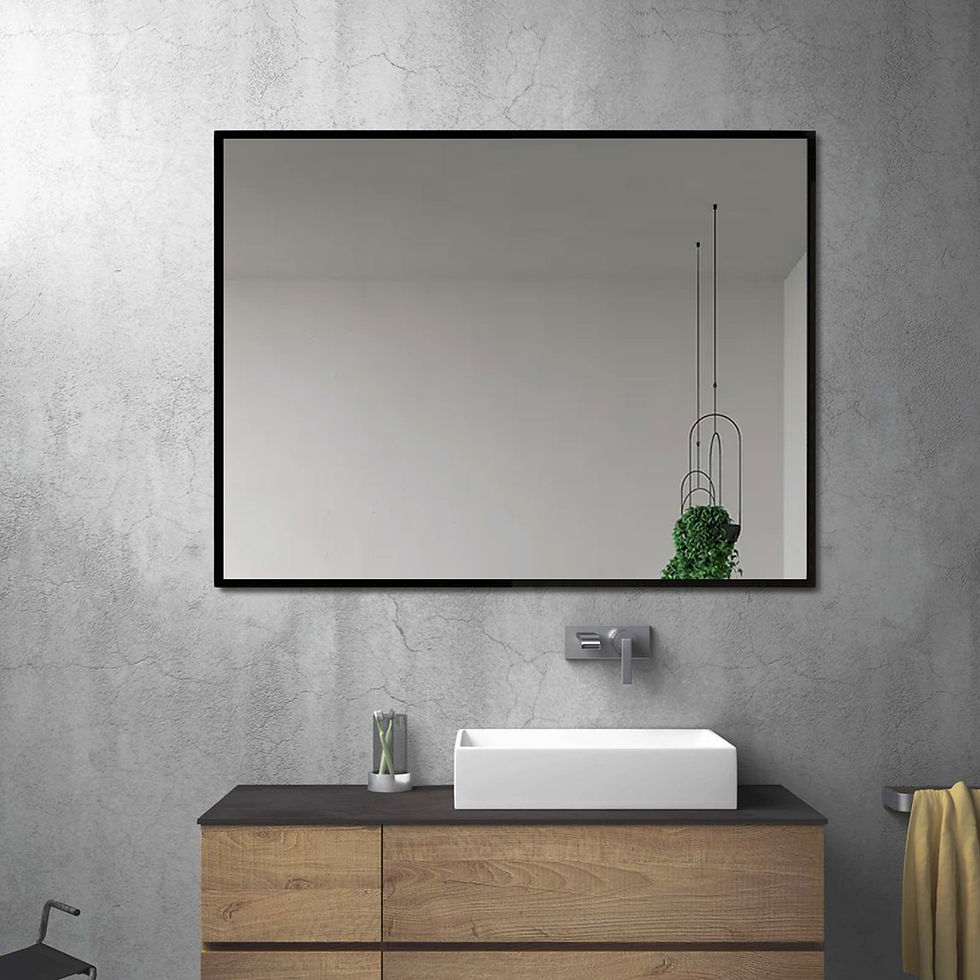 Thumbnail: Venta Modern Black Framed Wall Mirror with Dual Mounting Bracket