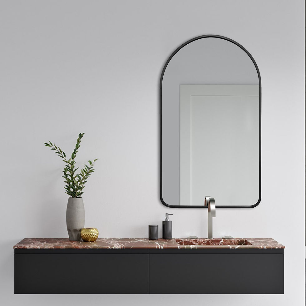 Thumbnail: Rita Arched Top Metal Framed  Wall Bathroom Vanity Mirror