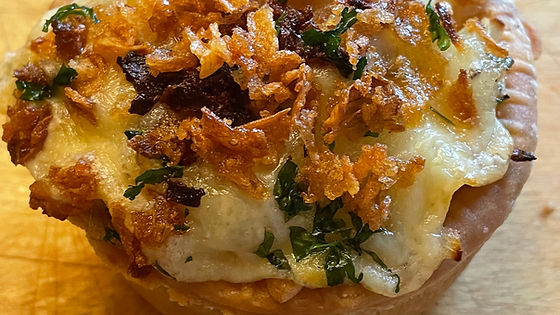 Ploughman's Pork Pie -Cheese and Pickle with crispy onions