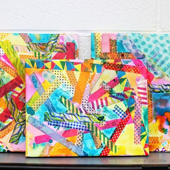 Washi Tape Watercolor Canvas