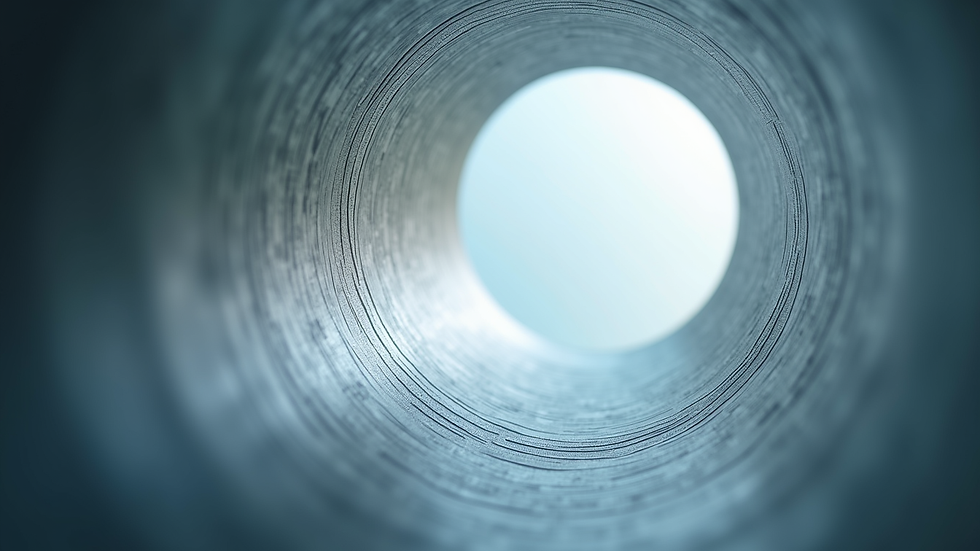 Close-up view of clean air duct interior showing smooth metal surface