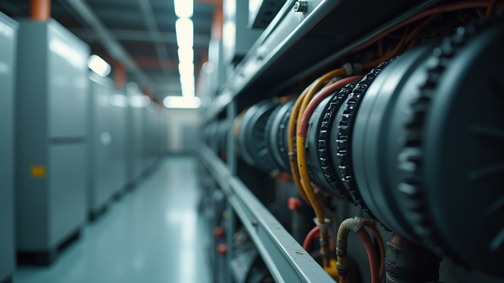 Close-up view of HVAC system components during maintenance