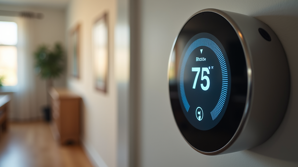 Close-up view of a thermostat displaying temperature settings in a home