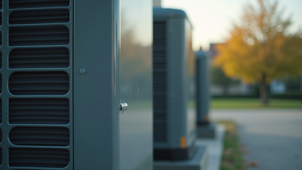 Close-up view of HVAC unit outdoor compressor