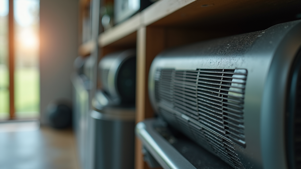 Close-up view of HVAC system components inside a residential home