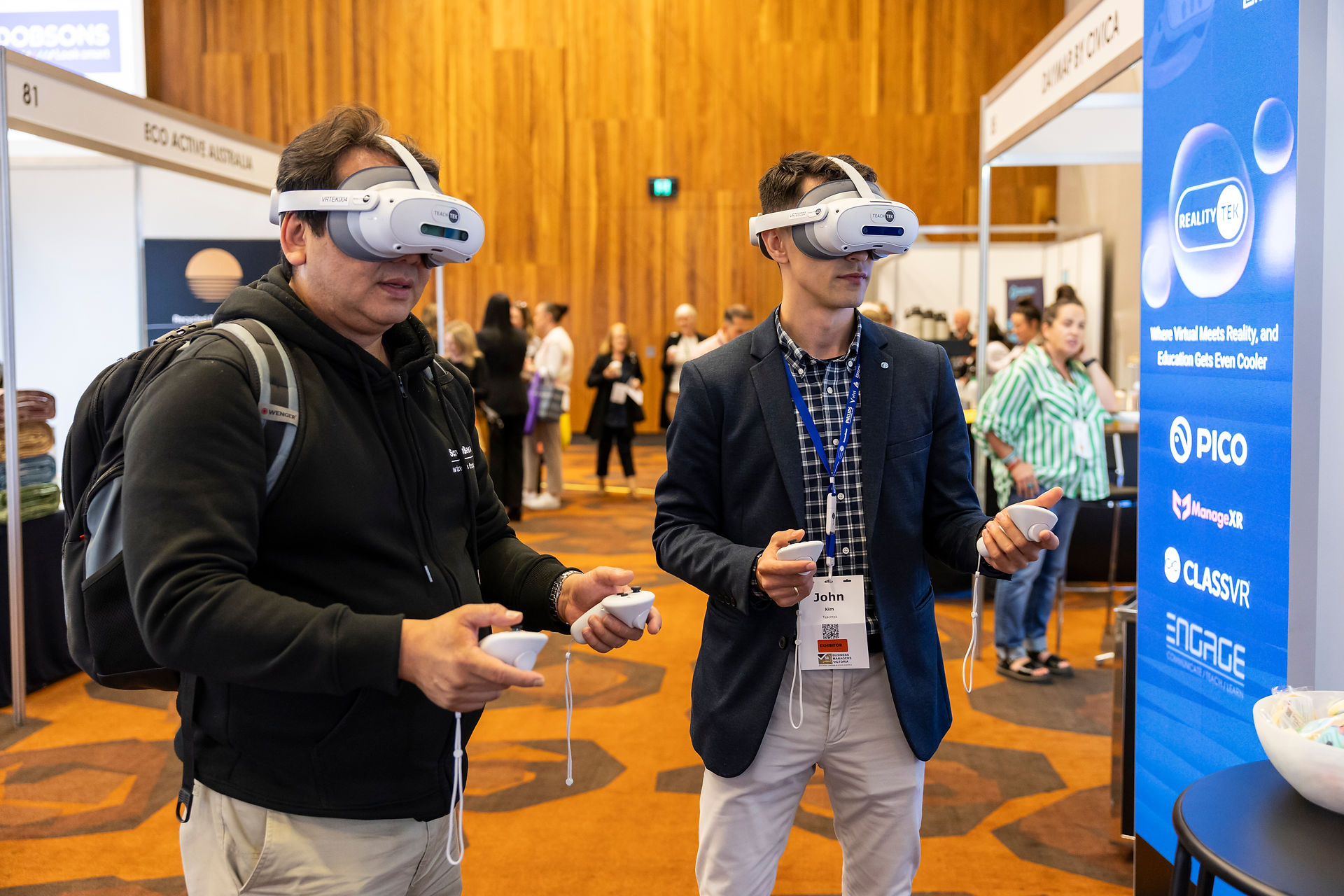 Attendees wearing VR headsets at National Education Summit