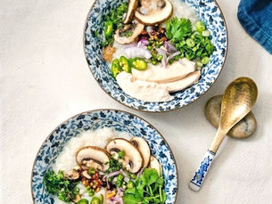 20 Mins Quick - Chicken Congee with Cremimi Mushrooms