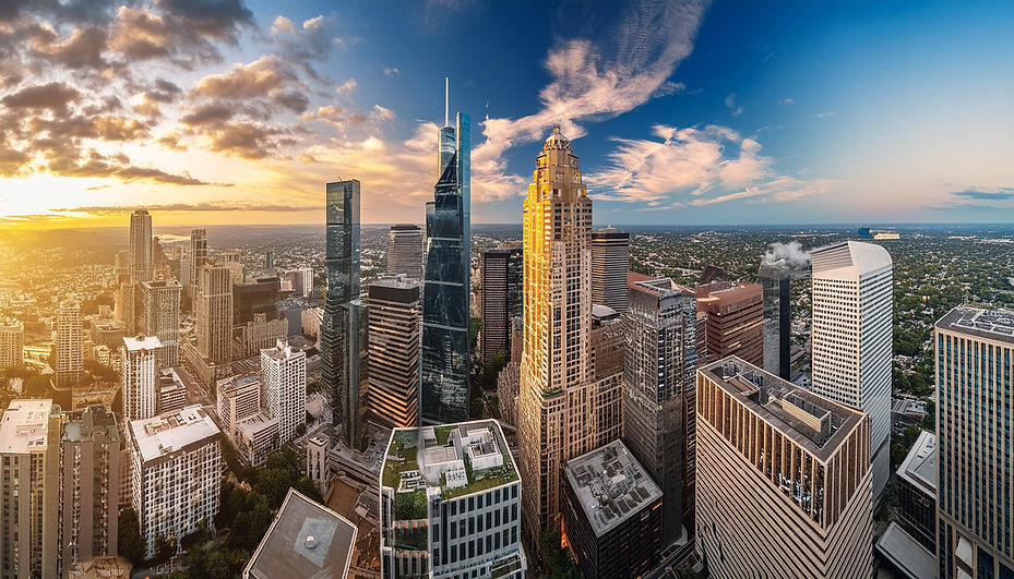 Firefly Eine Skyline einer amerikanischen Metropole mit verschiedenen Bürogebäuden und Woh