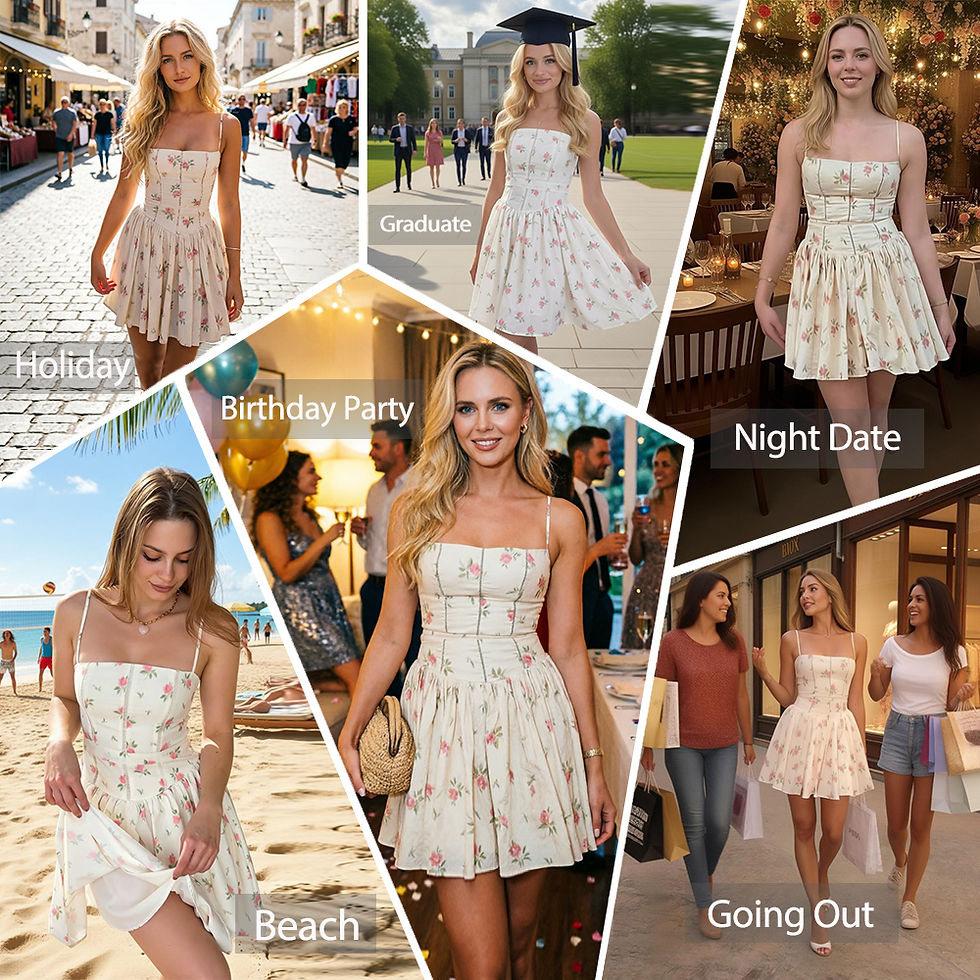 Thumbnail: Vintage Floral Corset Mini Dress – Romantic Feminine Charm