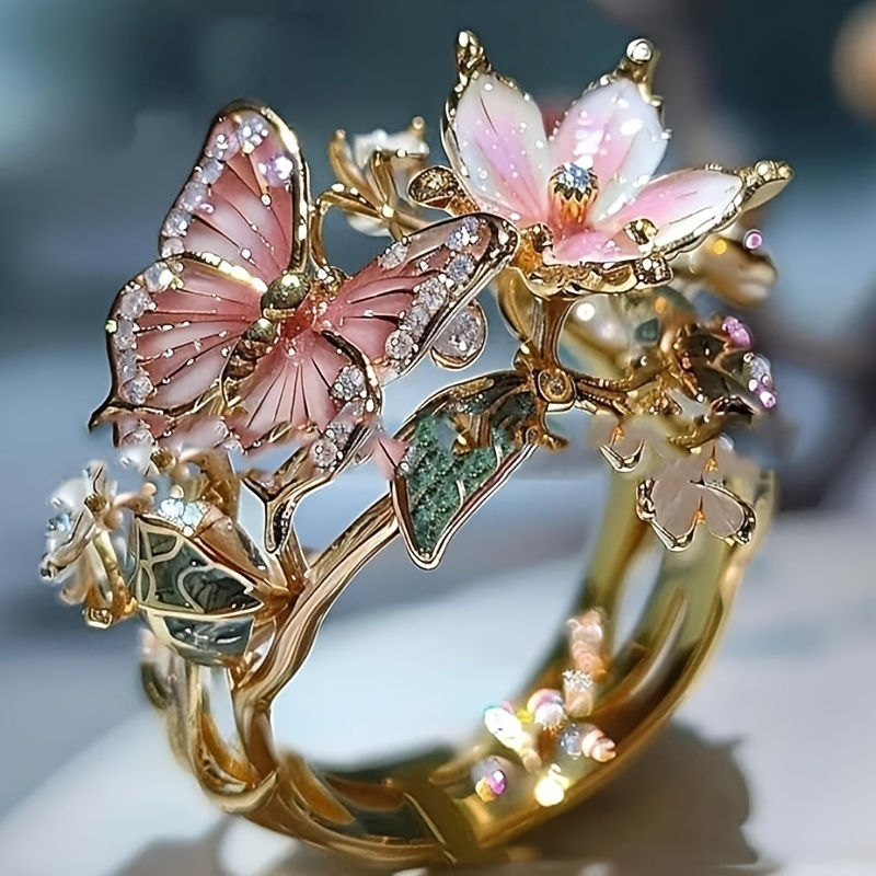 Thumbnail: Butterfly & Floral Gemstone Ring – Nature’s Elegance in Jewellery