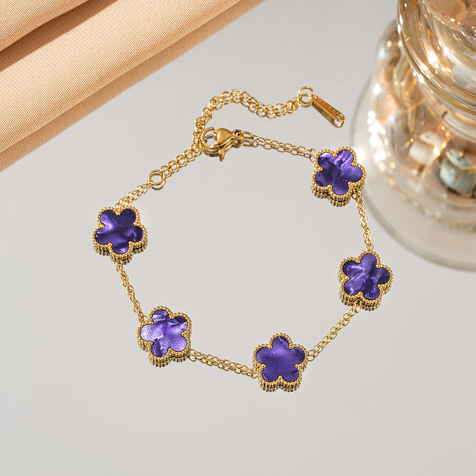 Thumbnail: Rainbow Clover Bracelets – Colourful Luck, Golden Elegance
