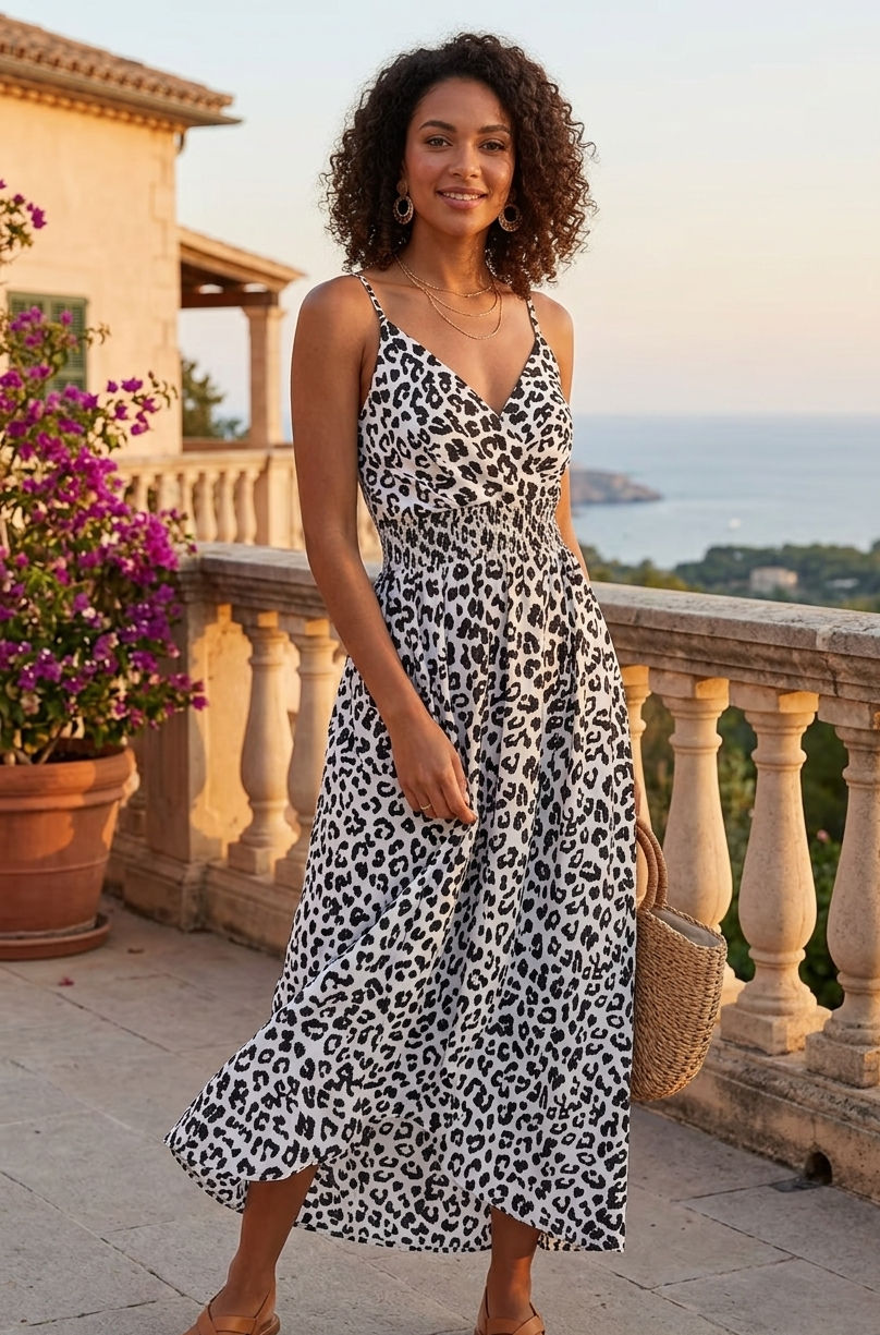 Leopard Print Asymmetric Midi Dress – Chic & Effortlessly Stylish