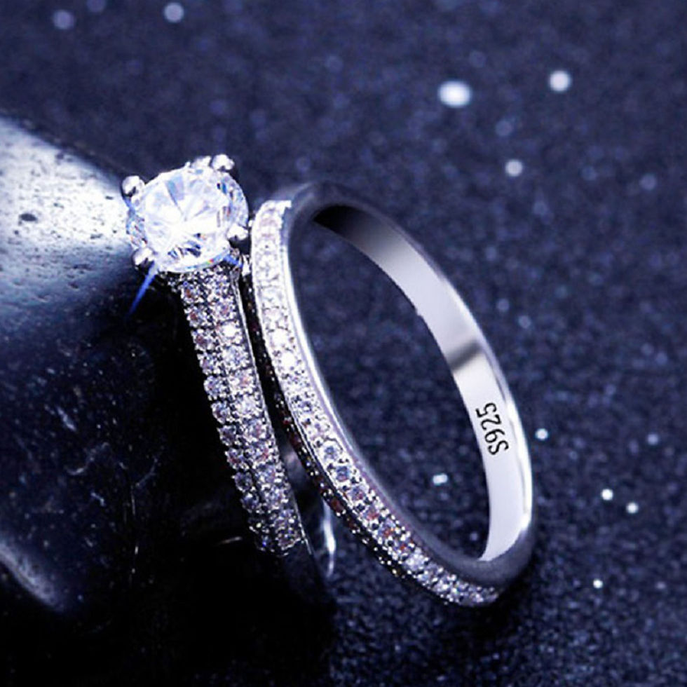 Thumbnail: Sterling Silver Diamond Ring Pair – Timeless Elegance, Lasting Sparkle