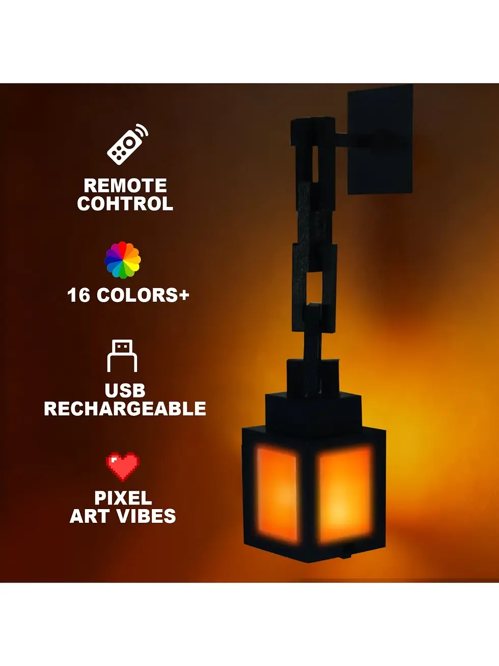 Thumbnail: 2026 Pixel Style Night Light Portable Lantern Tabletop Ornament 16 Colors RGB Re
