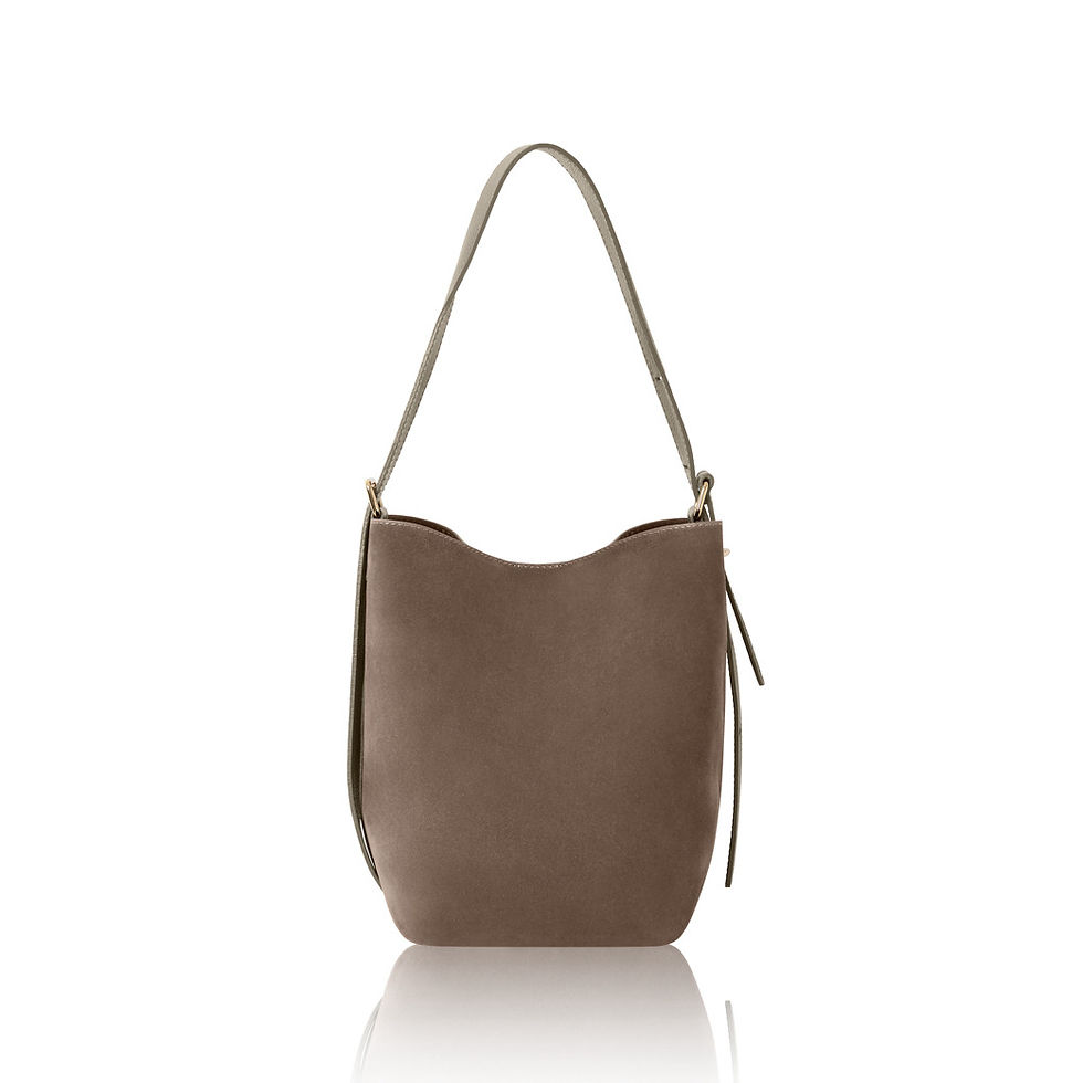 Thumbnail: Italian Genuine Leather Minimalist Suede Bucket Shoulder Bag