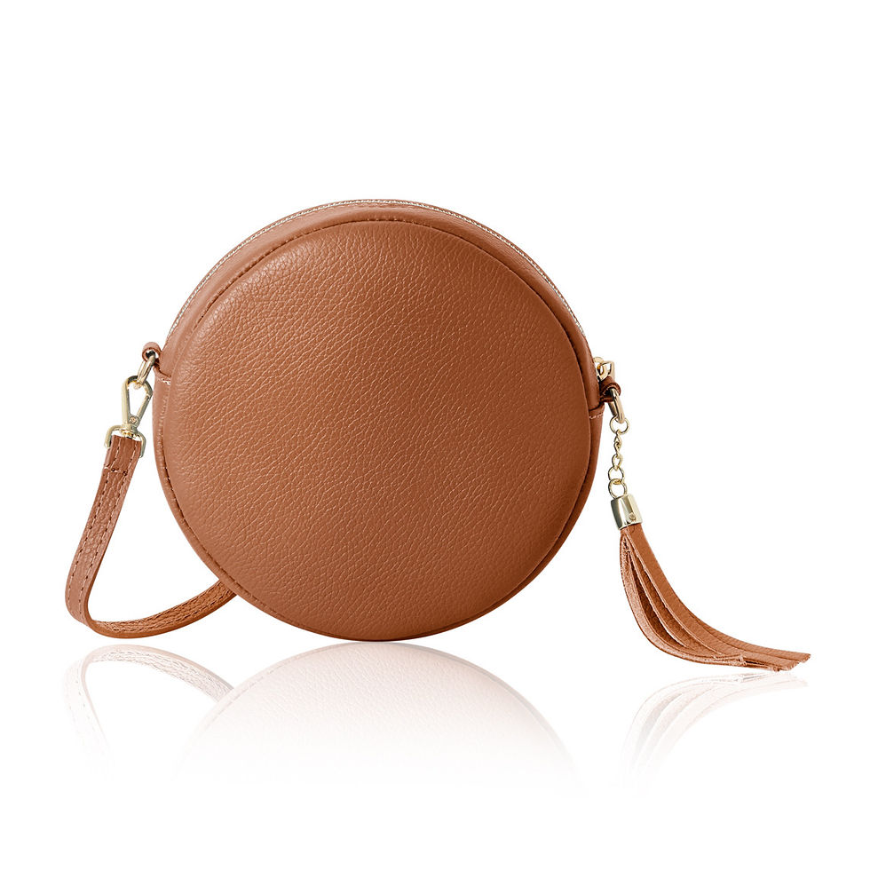 Thumbnail: Italian Handmade Genuine Leather Circle Bag with Tassel