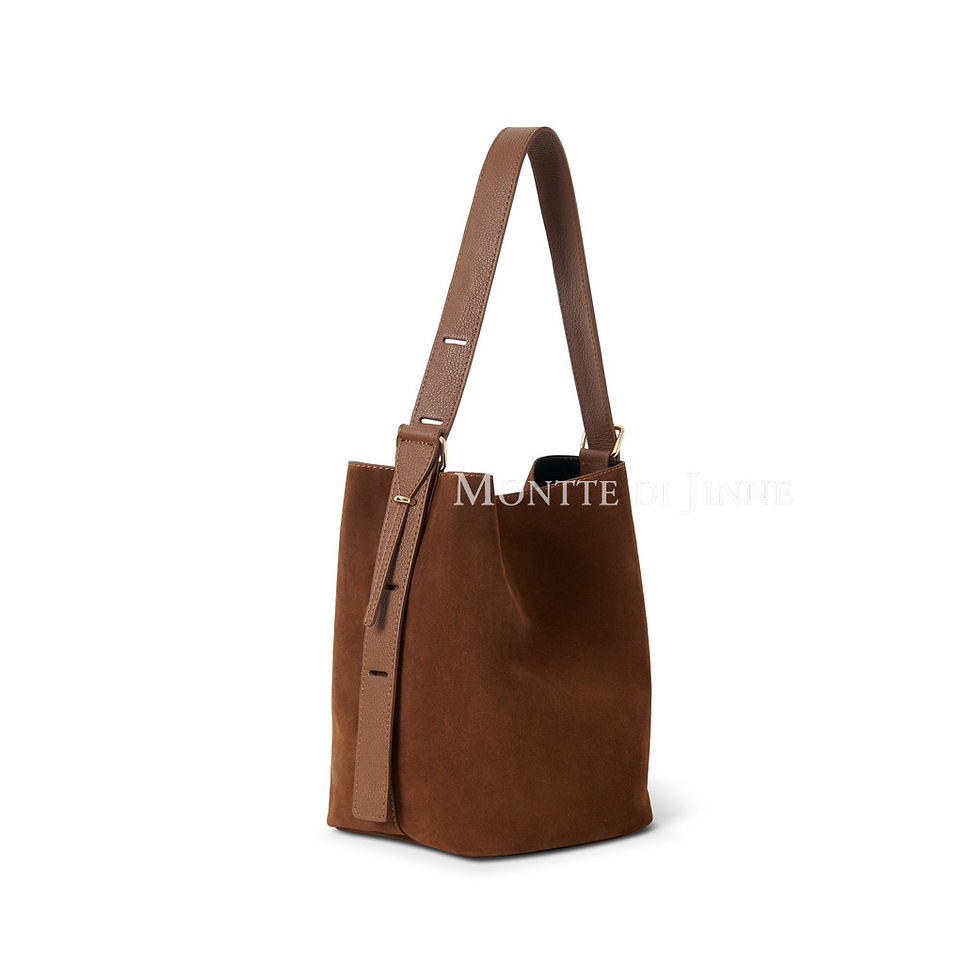 Thumbnail: Italian Genuine Leather Minimalist Suede Bucket Shoulder Bag