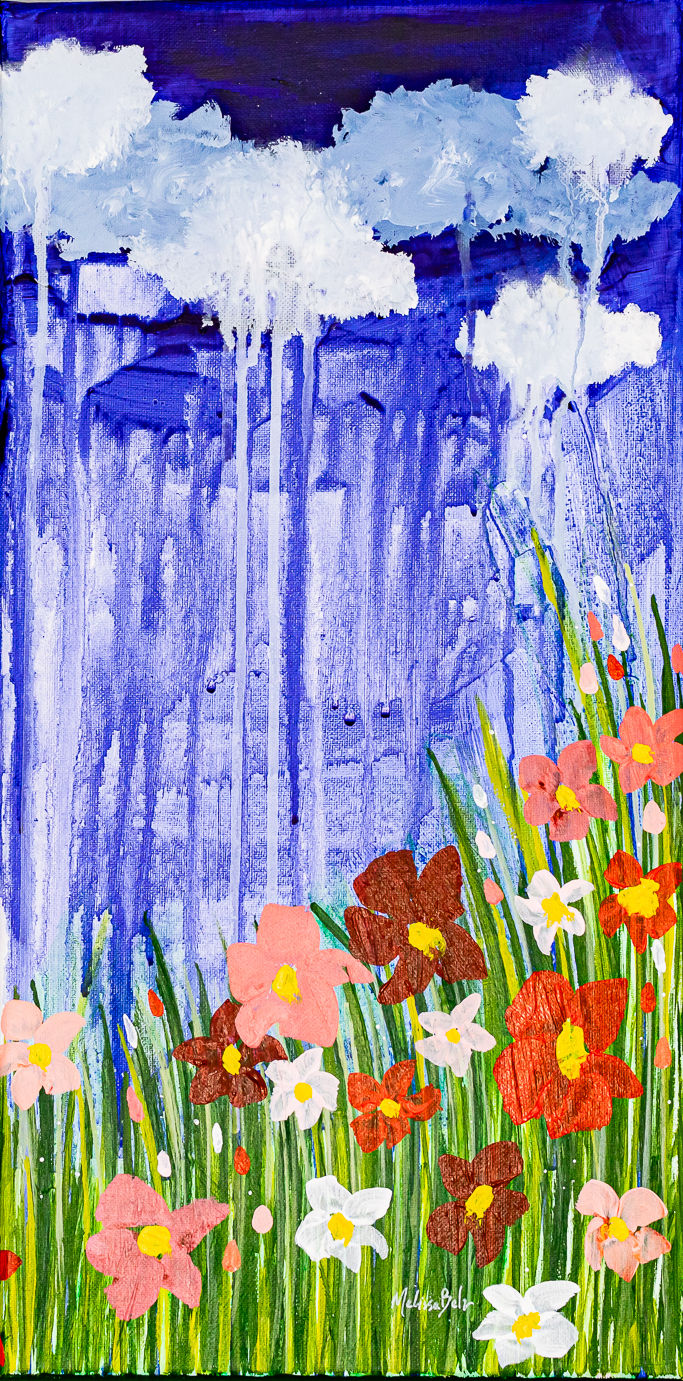 Thumbnail: Rainy Flower Field | float framed diptych