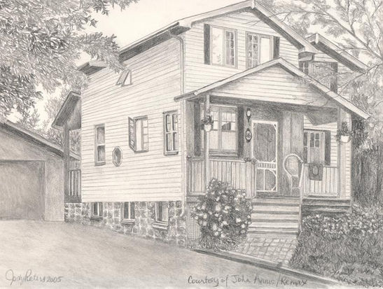 a house drawn in graphite