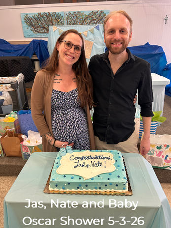 Jas, Nate and Baby Oscar shower.