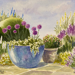 Blue Pot and Alliums