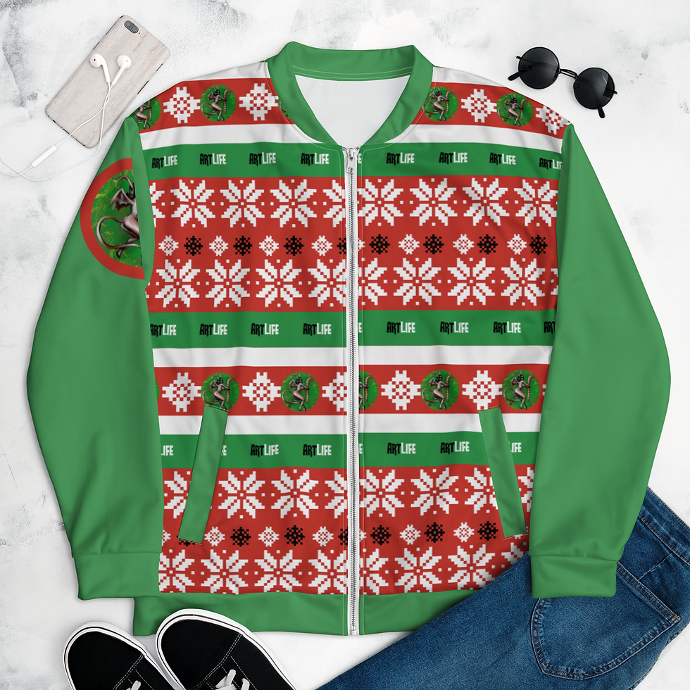 Thumbnail: Ugly Art Life Holiday Unisex Bomber Jacket