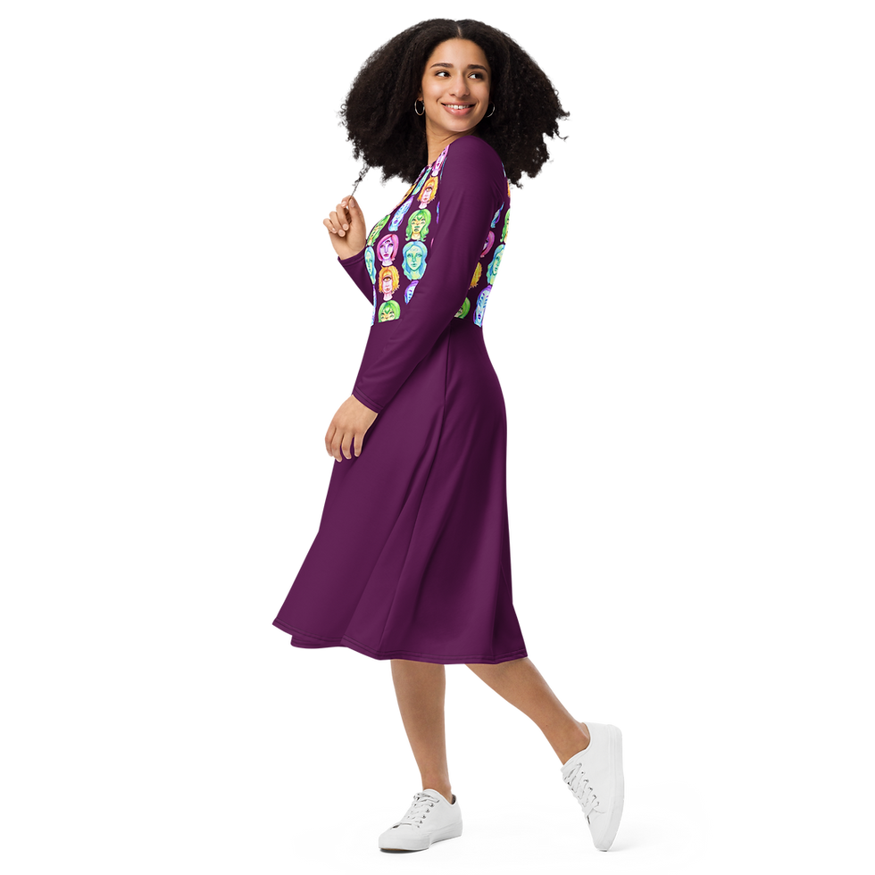 Thumbnail: "Beautiful Monsters" Long Sleeved Purple Dress
