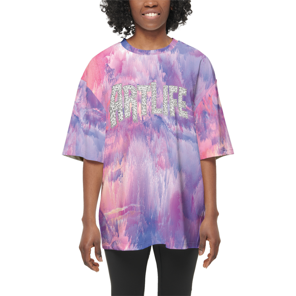 Pink & Purple Running Colors ArtLife Oversized Short-Sleeve T-Shirt