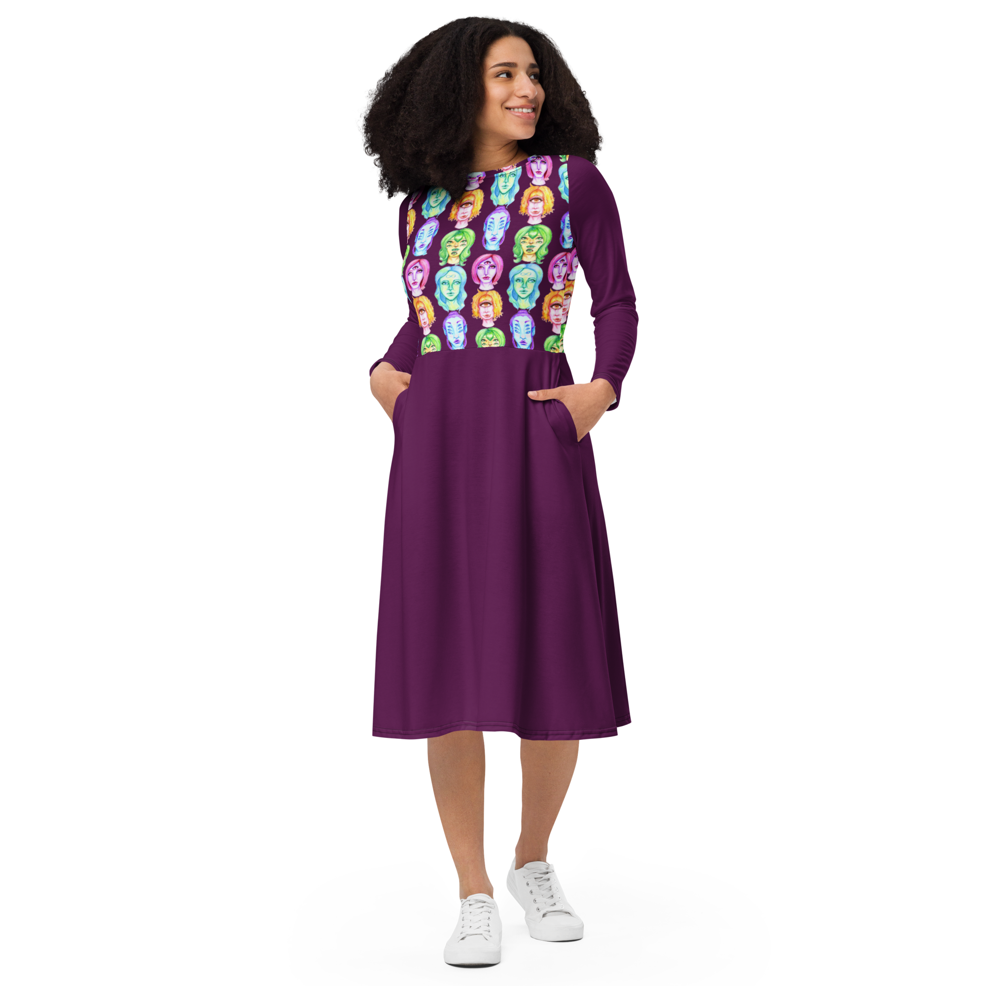 "Beautiful Monsters" Long Sleeved Purple Dress