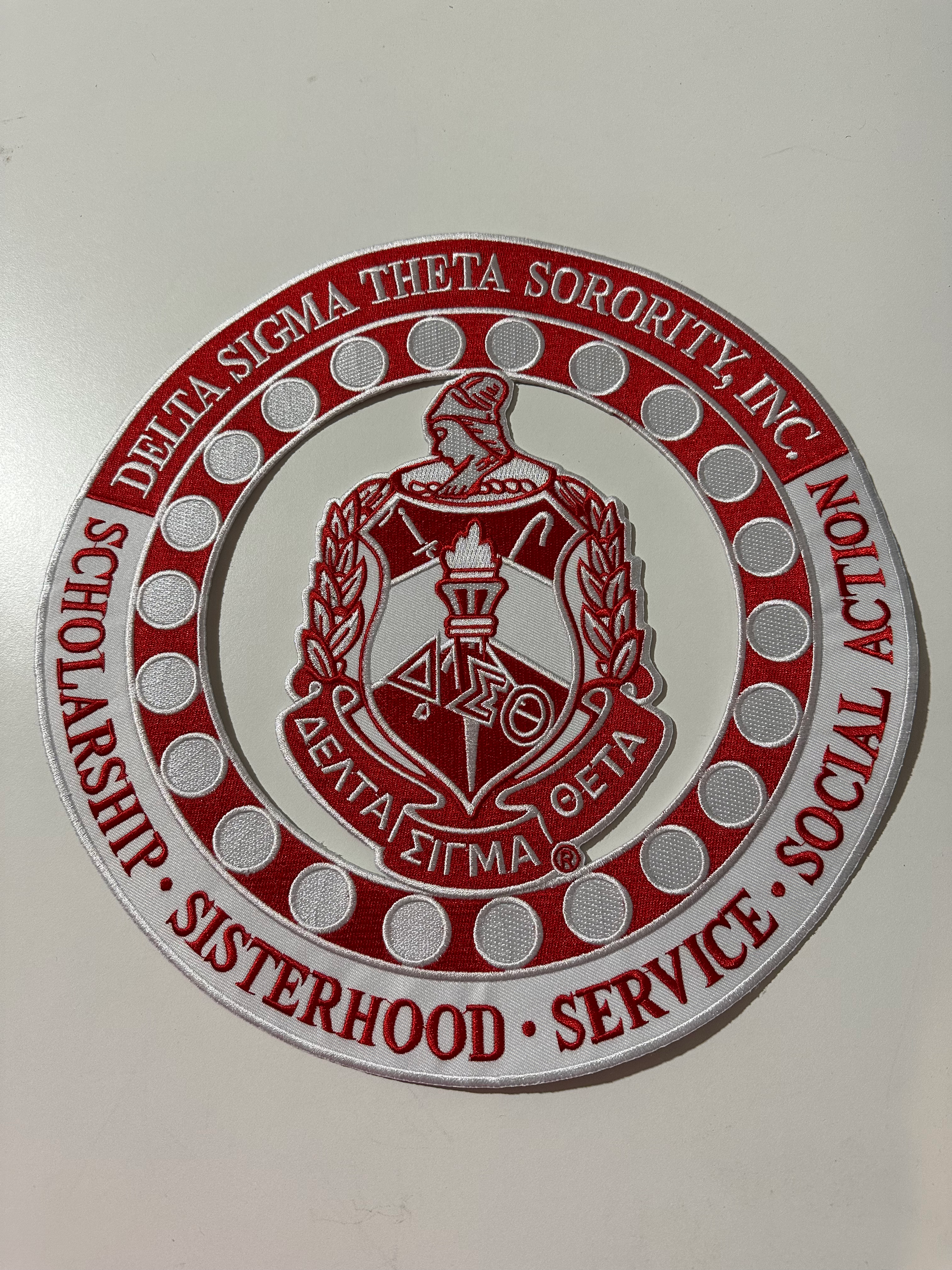 (LG) Delta Sigma Theta Sorority Circular Crest 11" Patch
