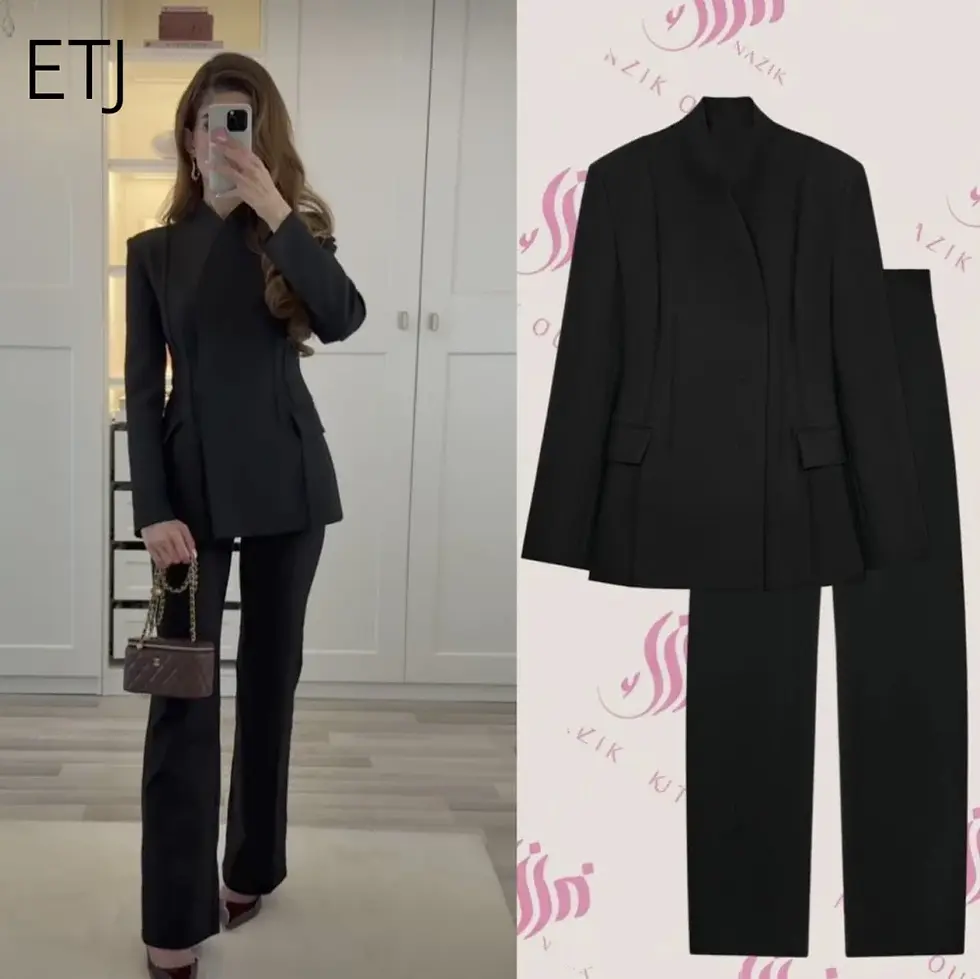 Thumbnail: ETJ 2025 Women's New Fashion Design Three-Dimensional Cut High Collar Slim Suit