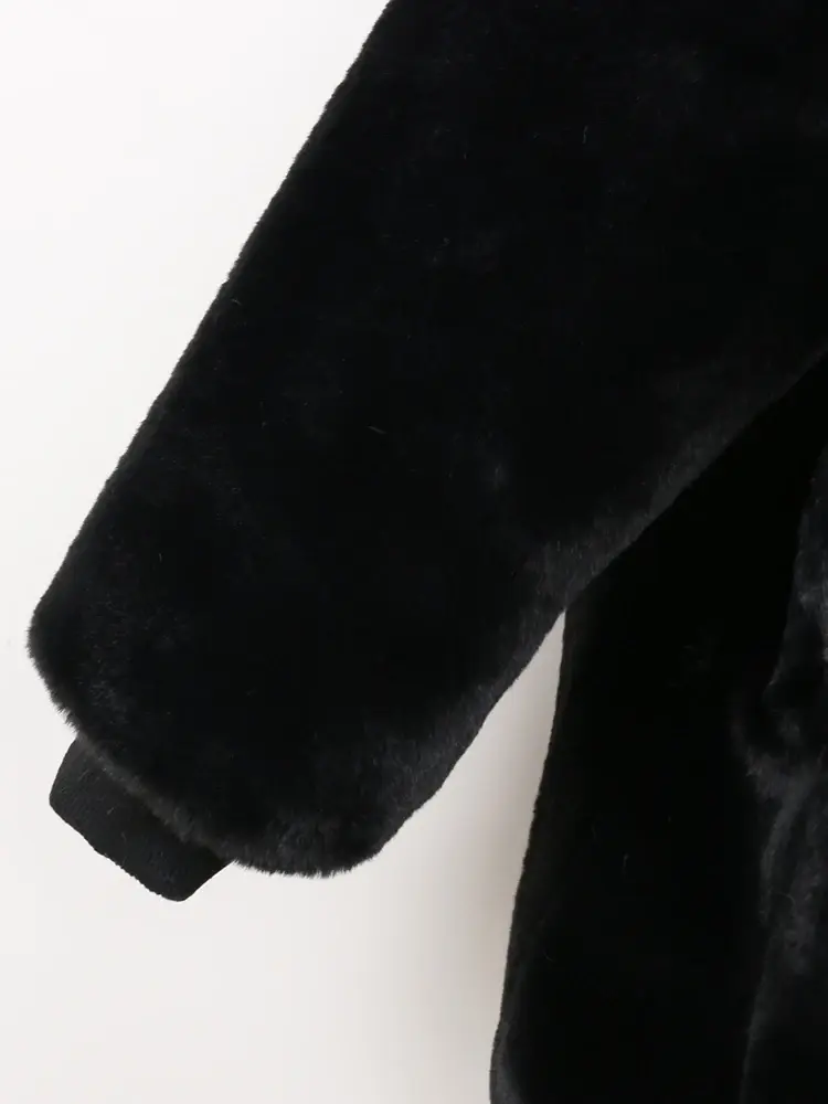 Thumbnail: Nerazzurri Autumn Winter Sweet Cute Kawaii Soft Thick Warm Faux Fur Coat Women