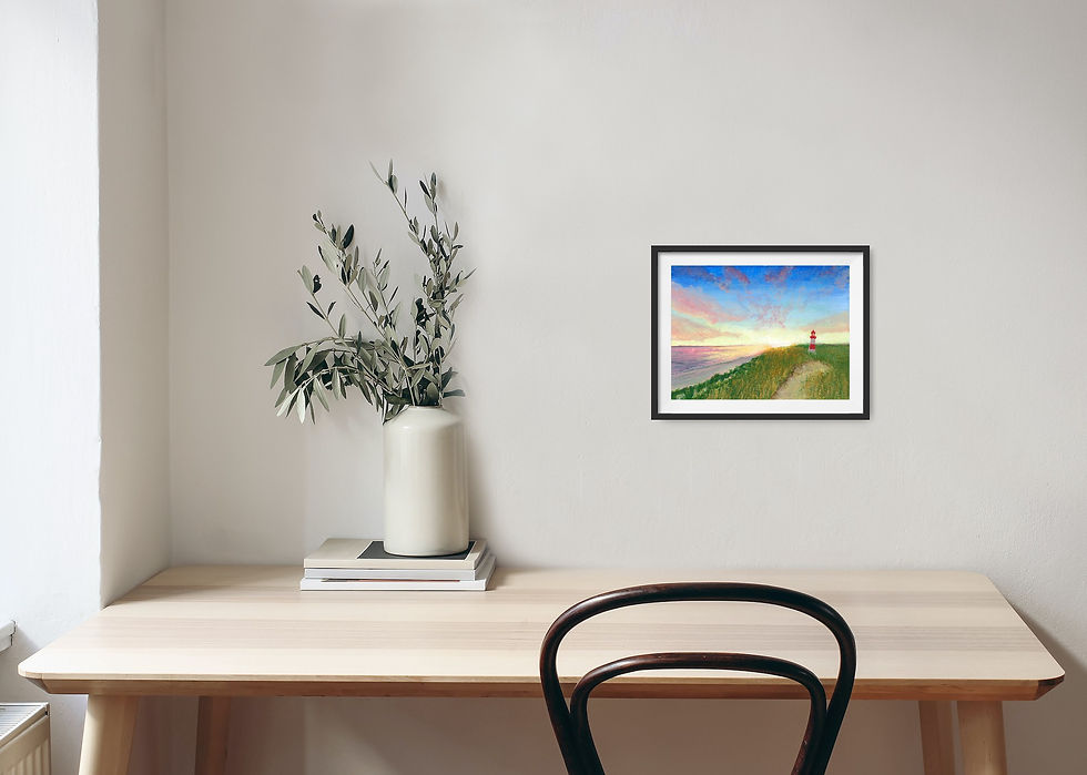 Miniaturbild: Kunstdruck - Leuchtturm an der Nordsee