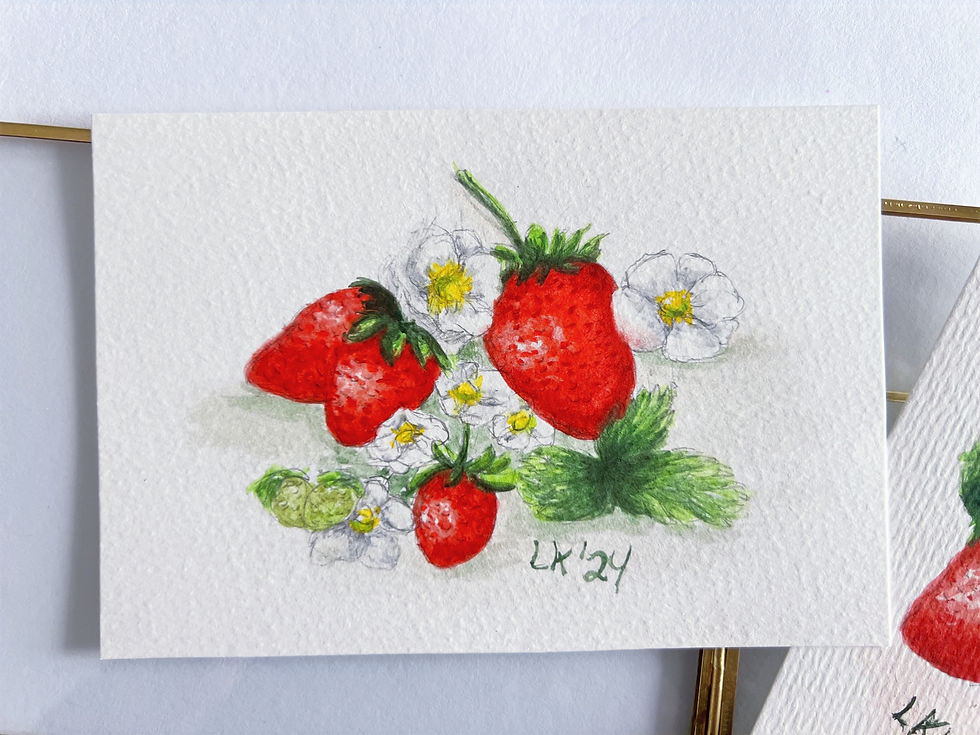 Miniaturbild: Erdbeerliebe - Aquarellbild