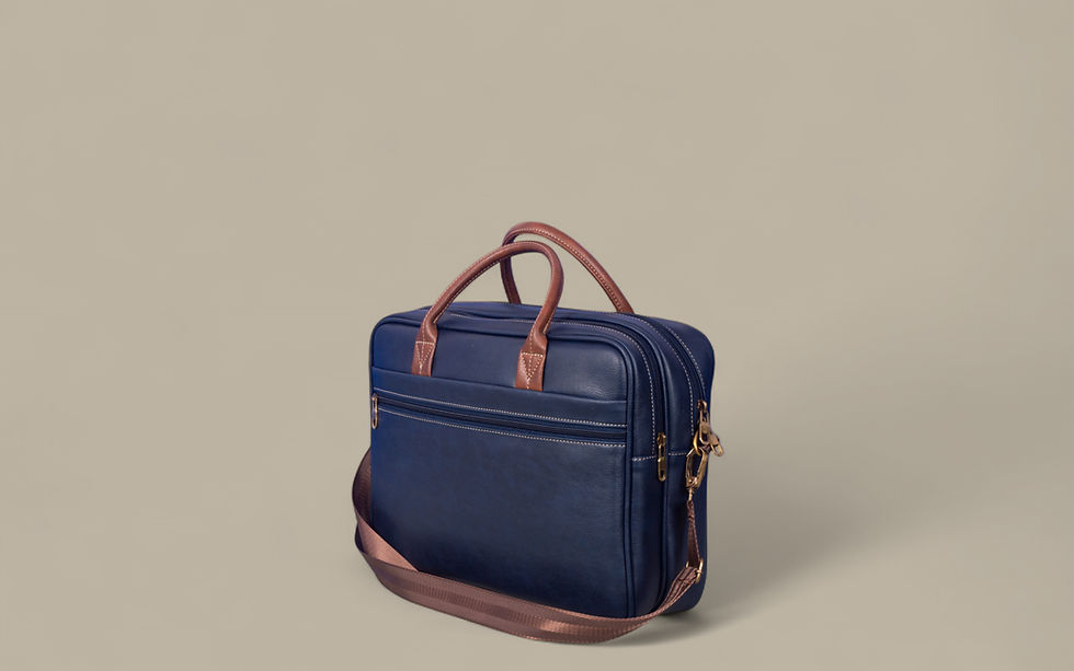Thumbnail: Dufterr personalized ROMA Luxury Office Laptop Bag Navyblue