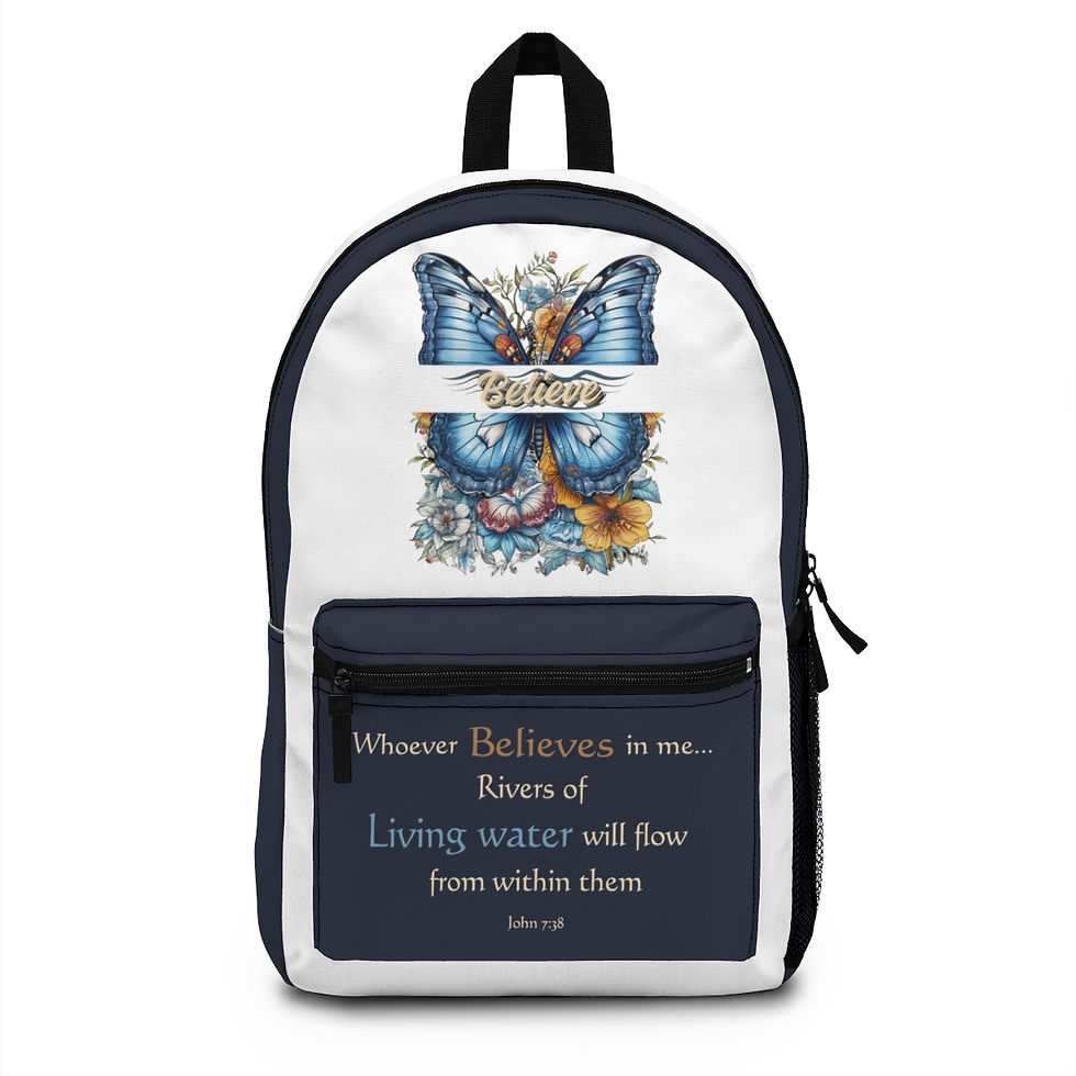 Butterfly "Believe" custom backpack with scripture, Colorful bookbag