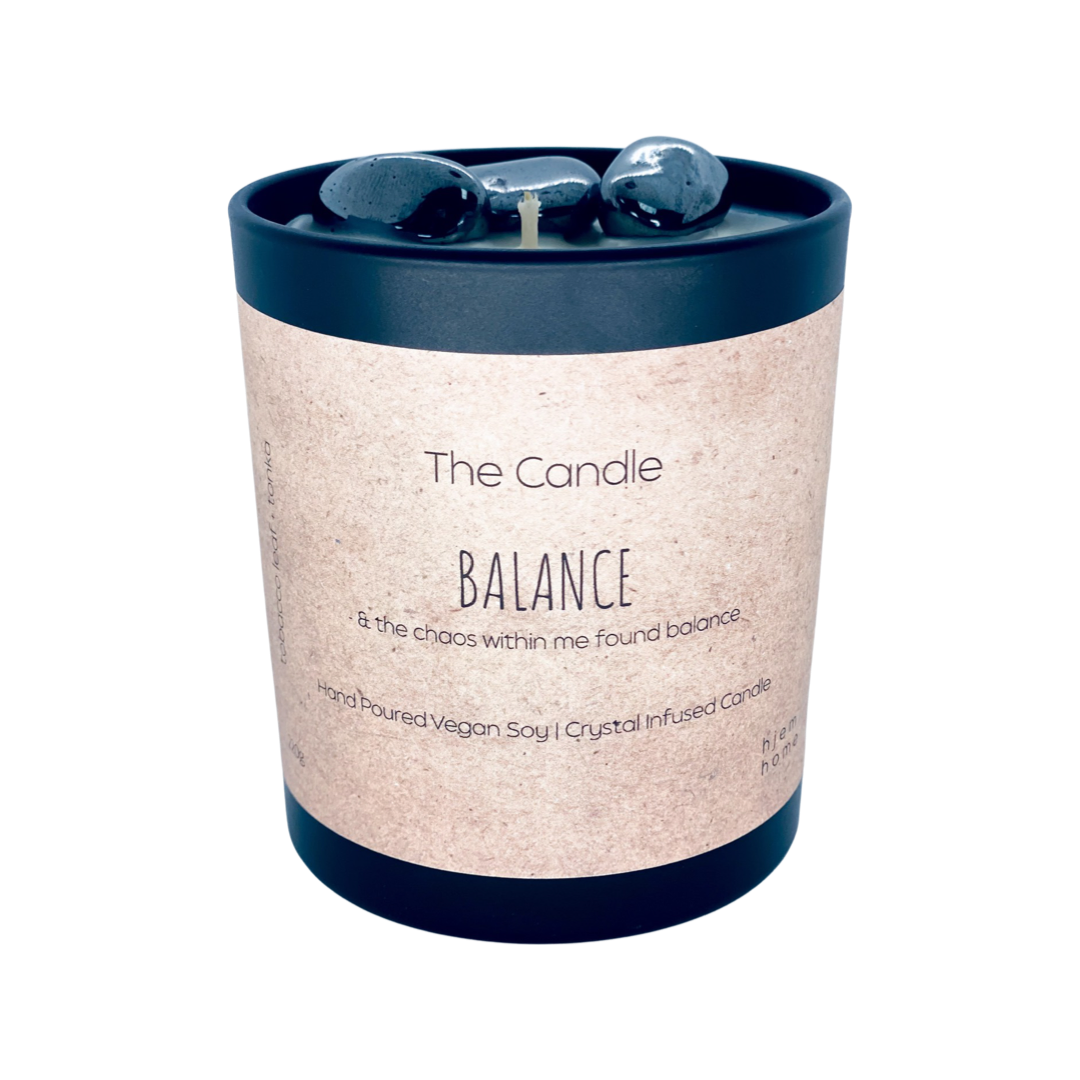 Hematite Infused Candle | BALANCE | Tobacco Leaf + Tonka