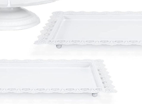 white sweets trays