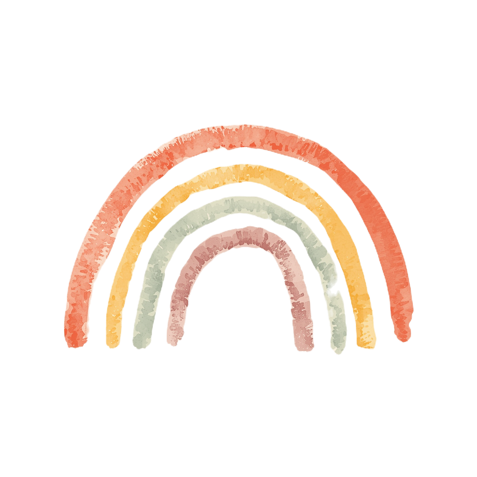 Cute rainbow illustration for queer folks, gentle arcing rainbow with soft colors, soft wa