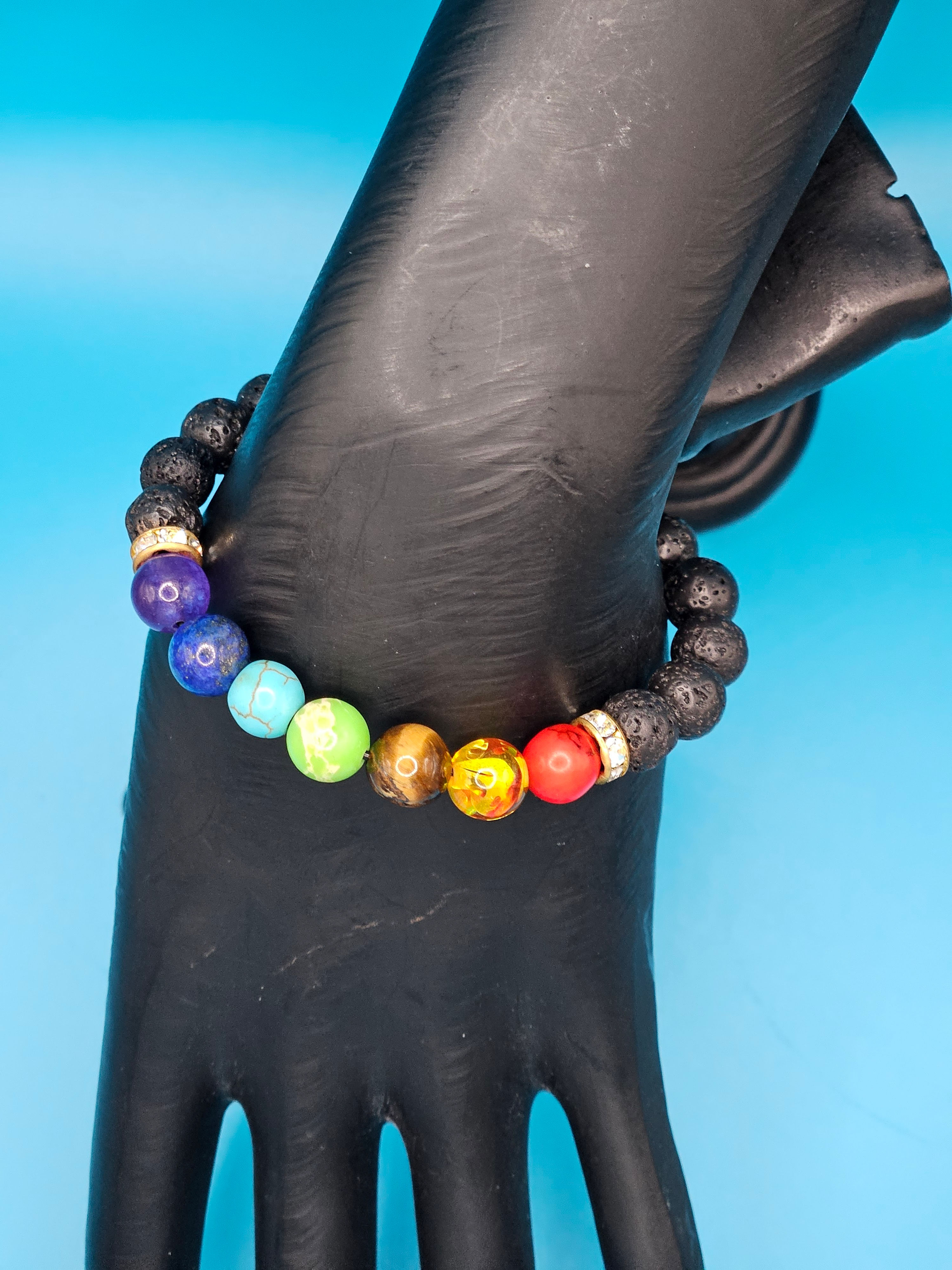 Lava stone chakra bracelet