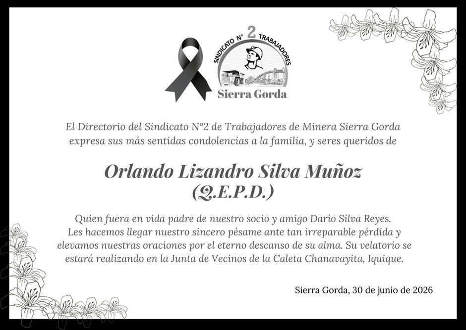 Condolencias Orlando Lizandro Silva Muñoz (Q.E.P.D.)