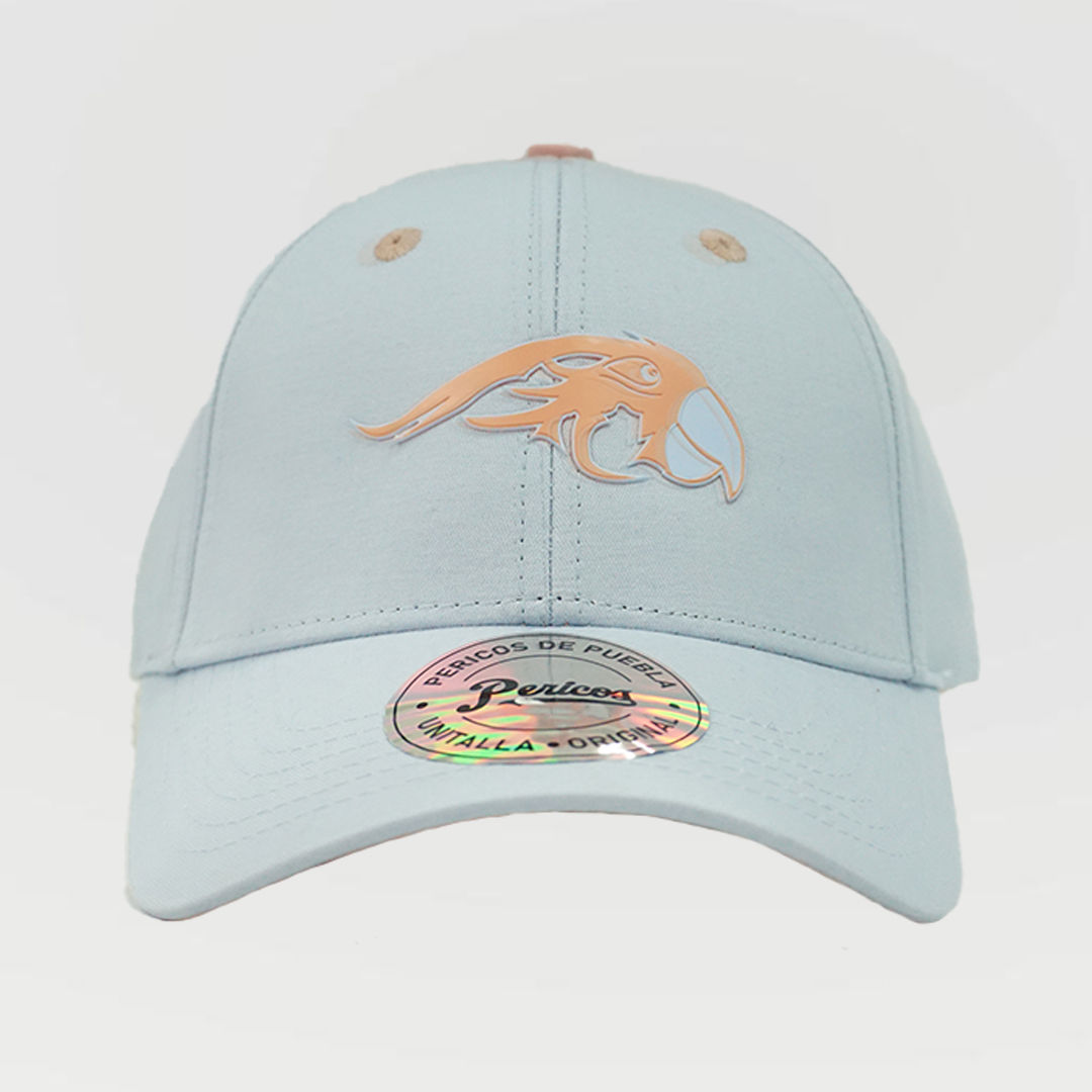 GORRA AZUL PASTEL ``PERICO`` ROSA AJUSTABLE