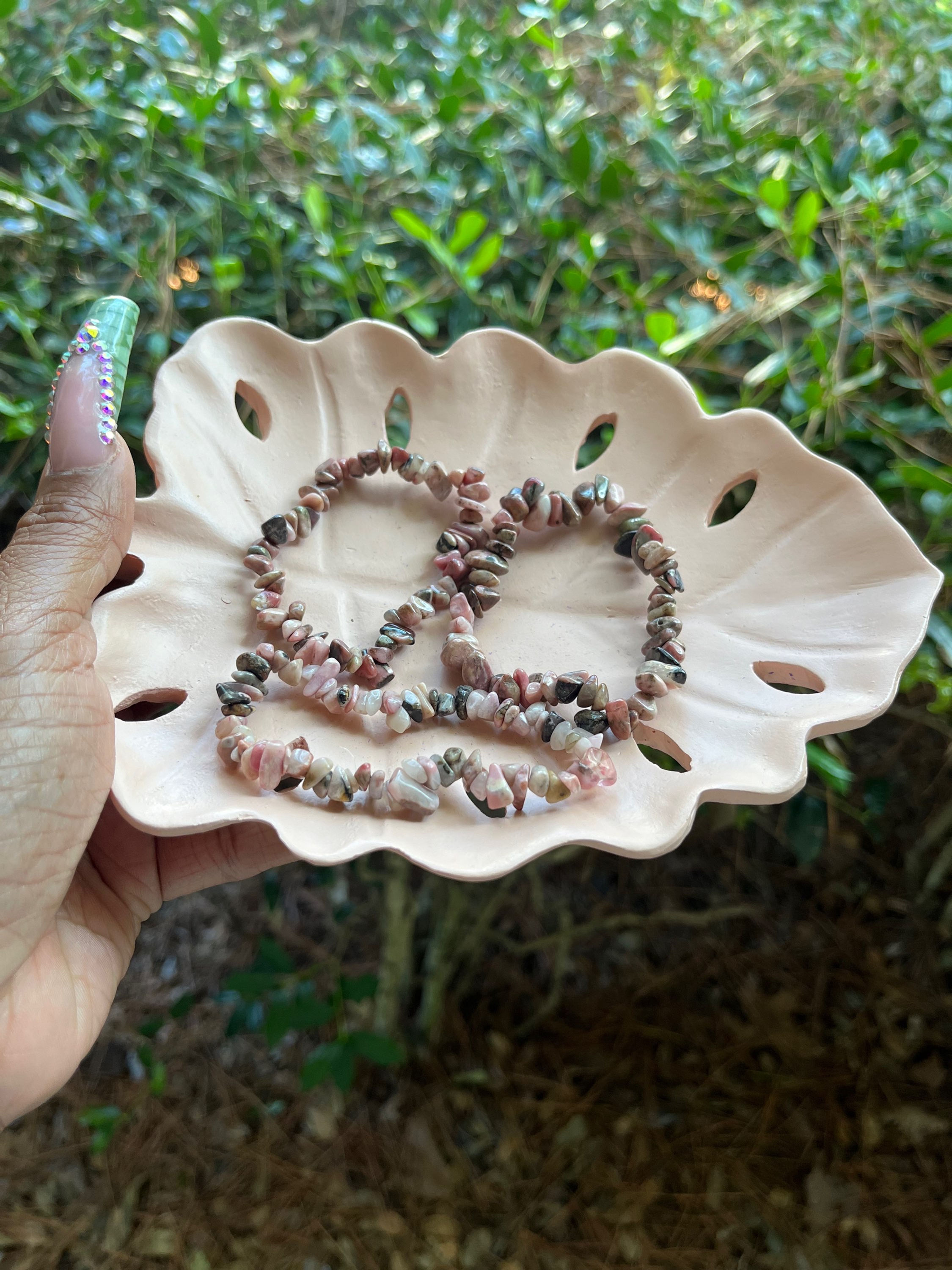 Rhodonite Crystal Chip Bracelet
