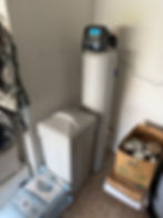 water softener installed in garage
