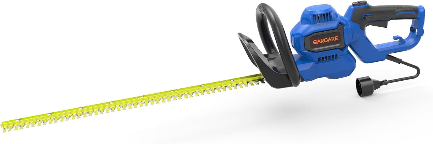 Garcare 4.5A Corded Hedge Trimmer – 24" Dual Action Blades, Rotary Handle
