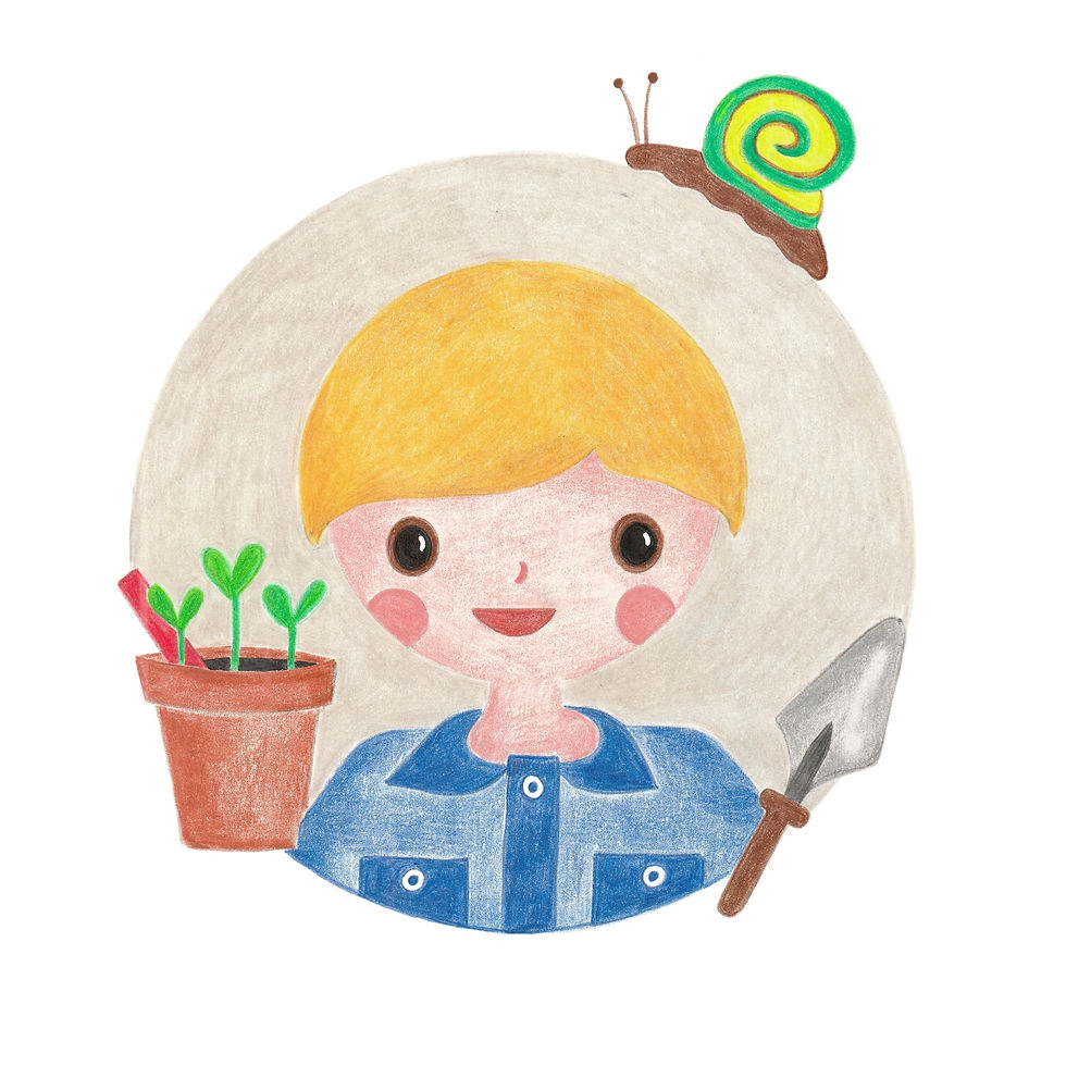 Thumbnail: Illustratie van een jongen in de moestuin
