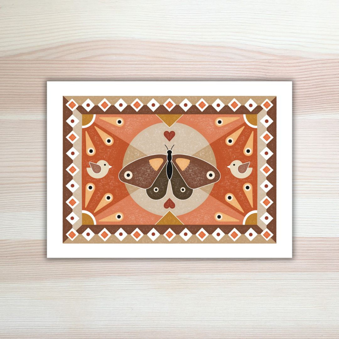 Herfstkaart met nachtvlinder van Lesja illustraties